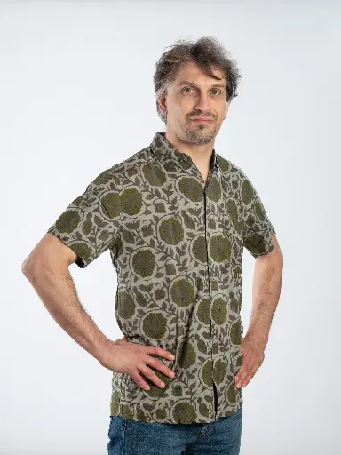 VERNAT - Chemise coton manches courtes
